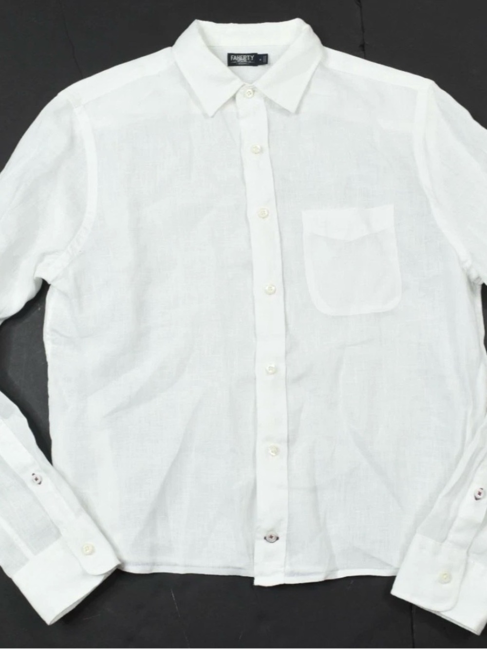 Faherty Men's Linen Laguna Shirt White Linen Button-Down Shirt - Picture 3 of 7